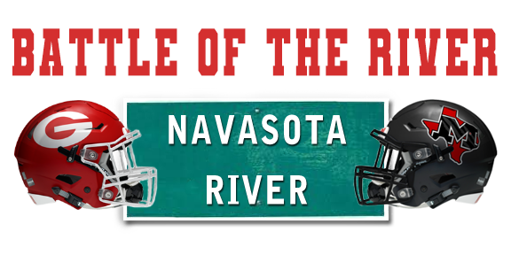 football helmet and navasota river sign